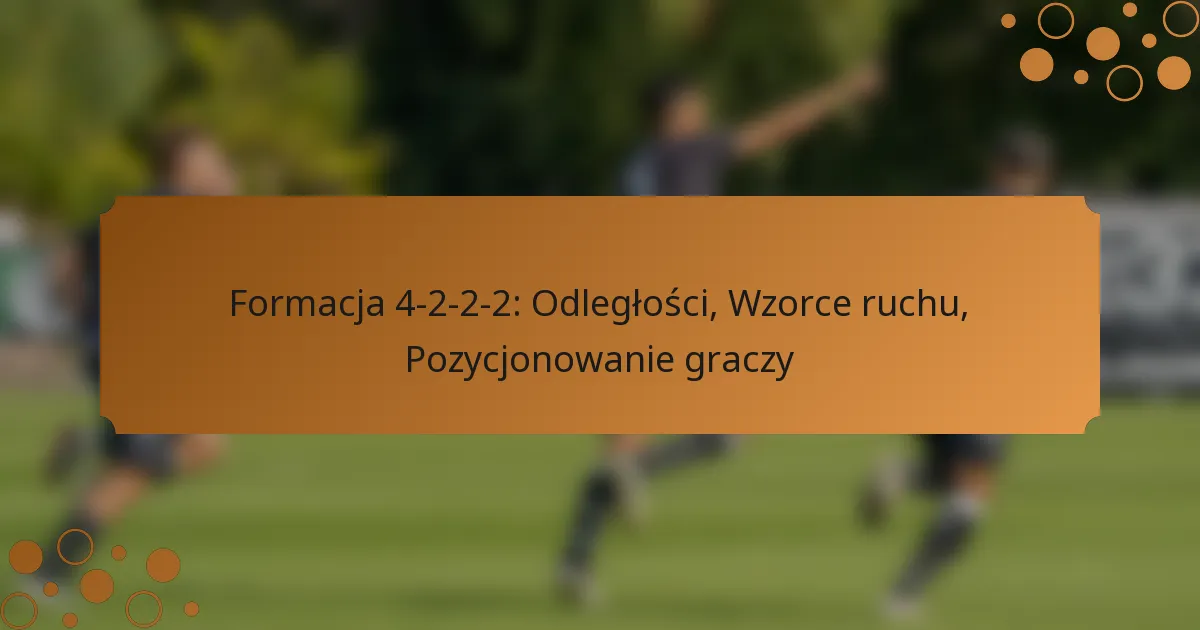 Formacja 4-2-2-2: Odległości, Wzorce ruchu, Pozycjonowanie graczy