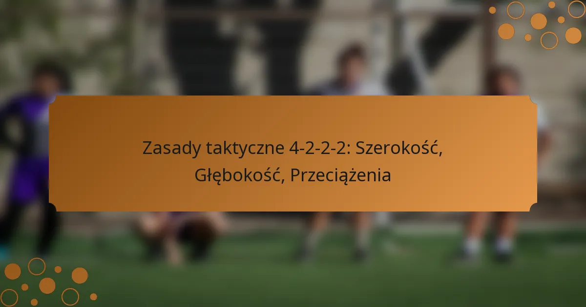 Zasady taktyczne 4-2-2-2: Szerokość, Głębokość, Przeciążenia